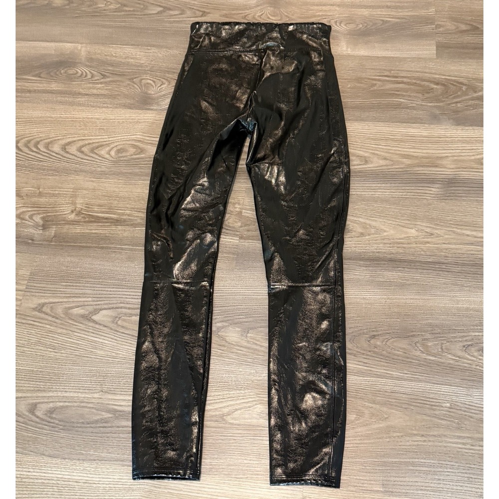 Spanx Faux Patent Leather Legging Pant in Shiny Black Pull On Women's size Small